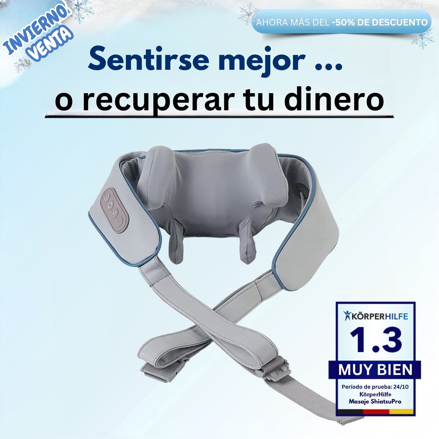 KörperHilfe® Shiatsu Massage Pro - Masajeador térmico inteligente