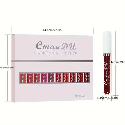 Labial Mate Hidratante Larga Duración Resistente al Agua