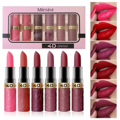 Color Duradero Set de Labiales Mate Hidratantes Suaves 6 Piezas