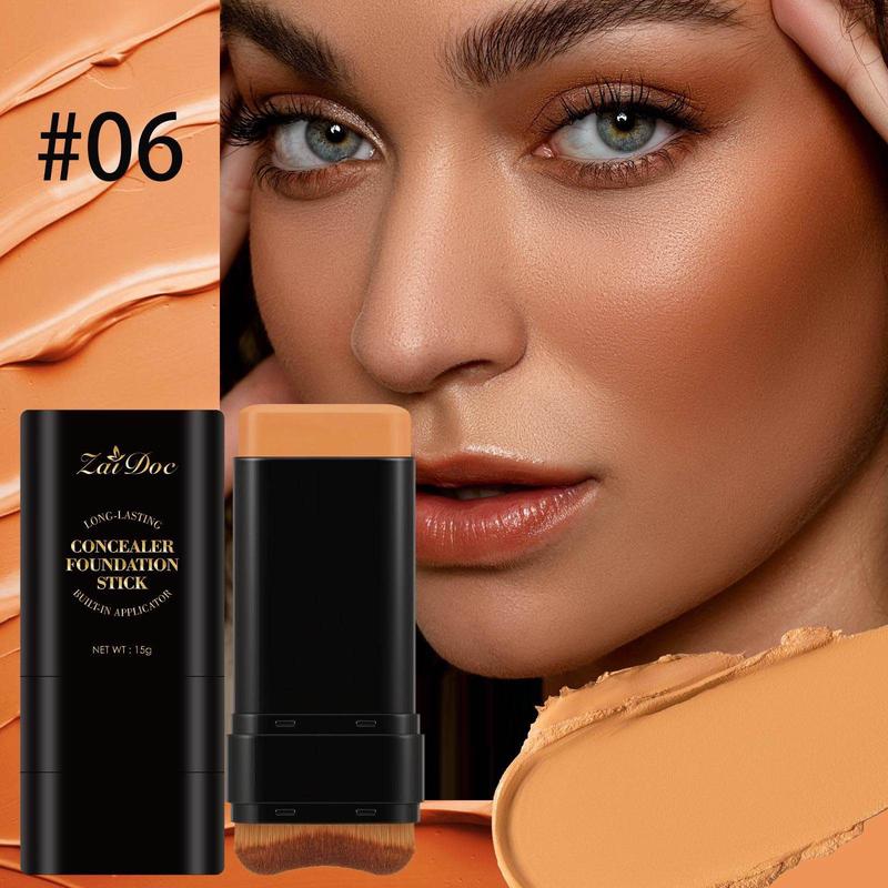 Base de maquillaje luminosa de doble punta con brochas incorporadas.