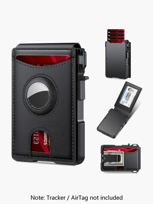 Tarjetero minimalista de estilo empresarial para hombre, con ranuras para tarjetas RFID, cierre magnético y bloqueo RFID, billetera con múltiples ranuras para uso diario.
