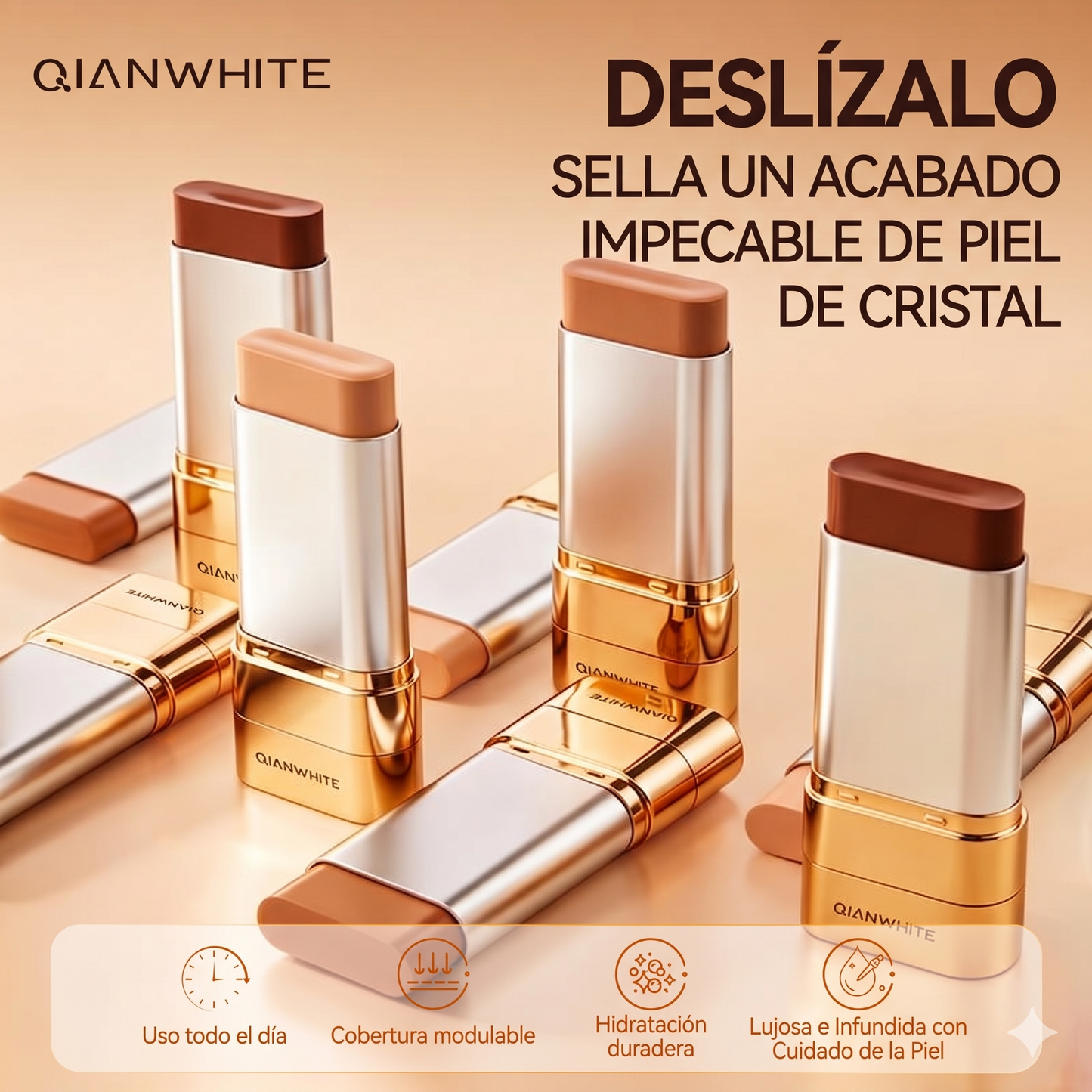 Base de maquillaje en barra de doble extremo - Brocha incorporada