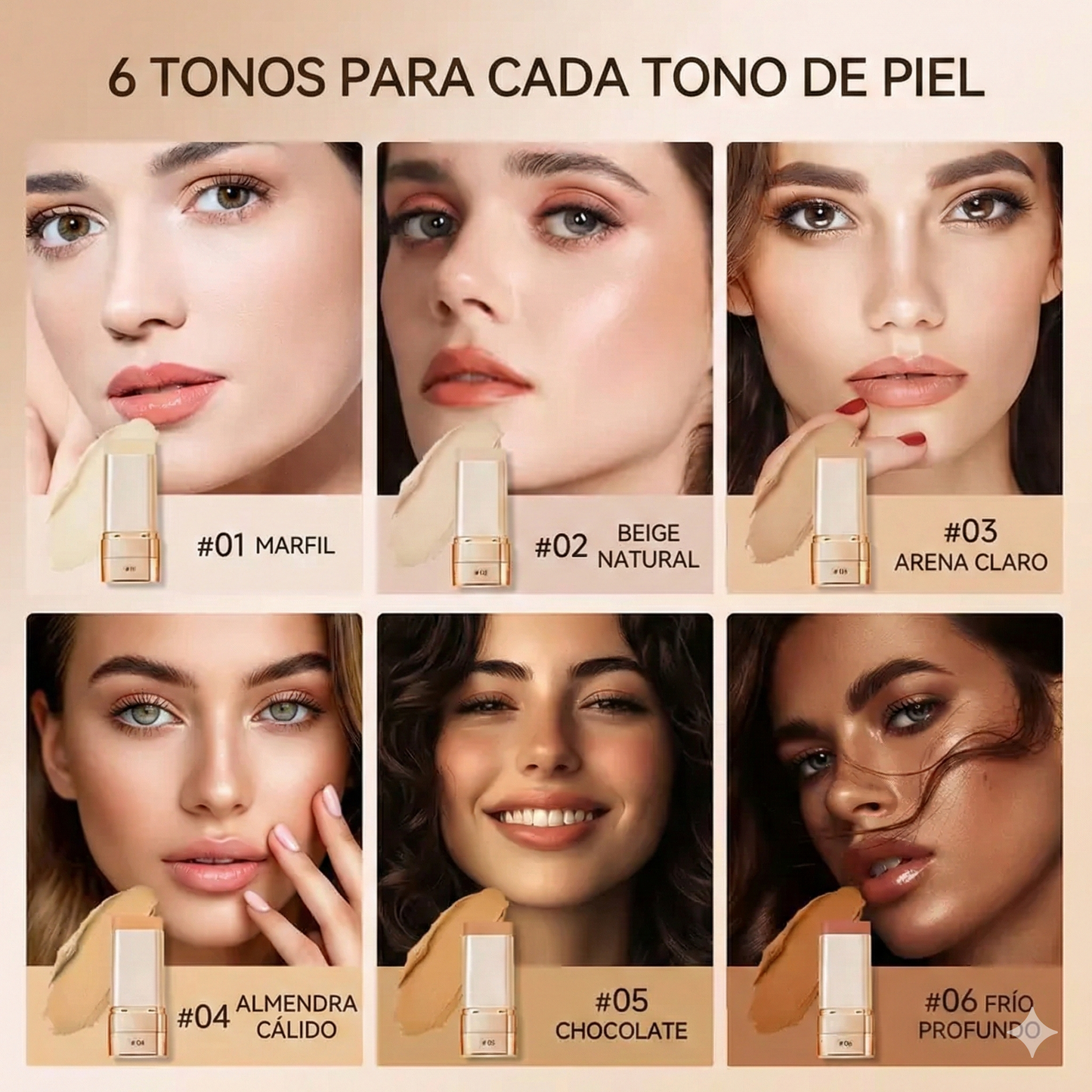 Base de maquillaje en barra de doble extremo - Brocha incorporada