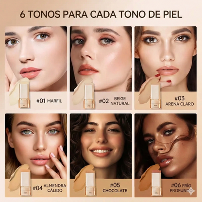 Base de maquillaje en barra de doble extremo - Brocha incorporada