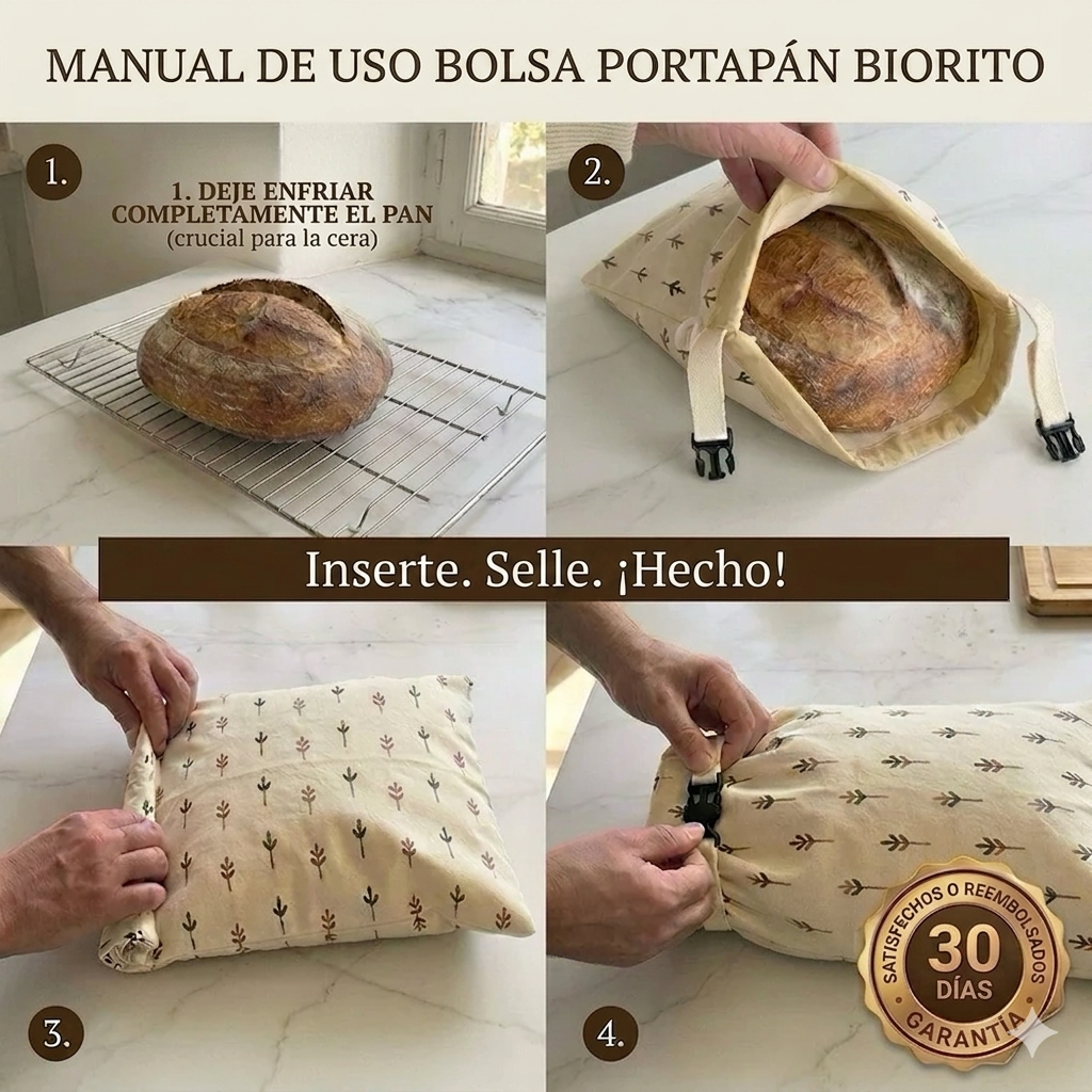 Bolsas de pan de primera calidad hechas de 100% algodón y cera de abeja.