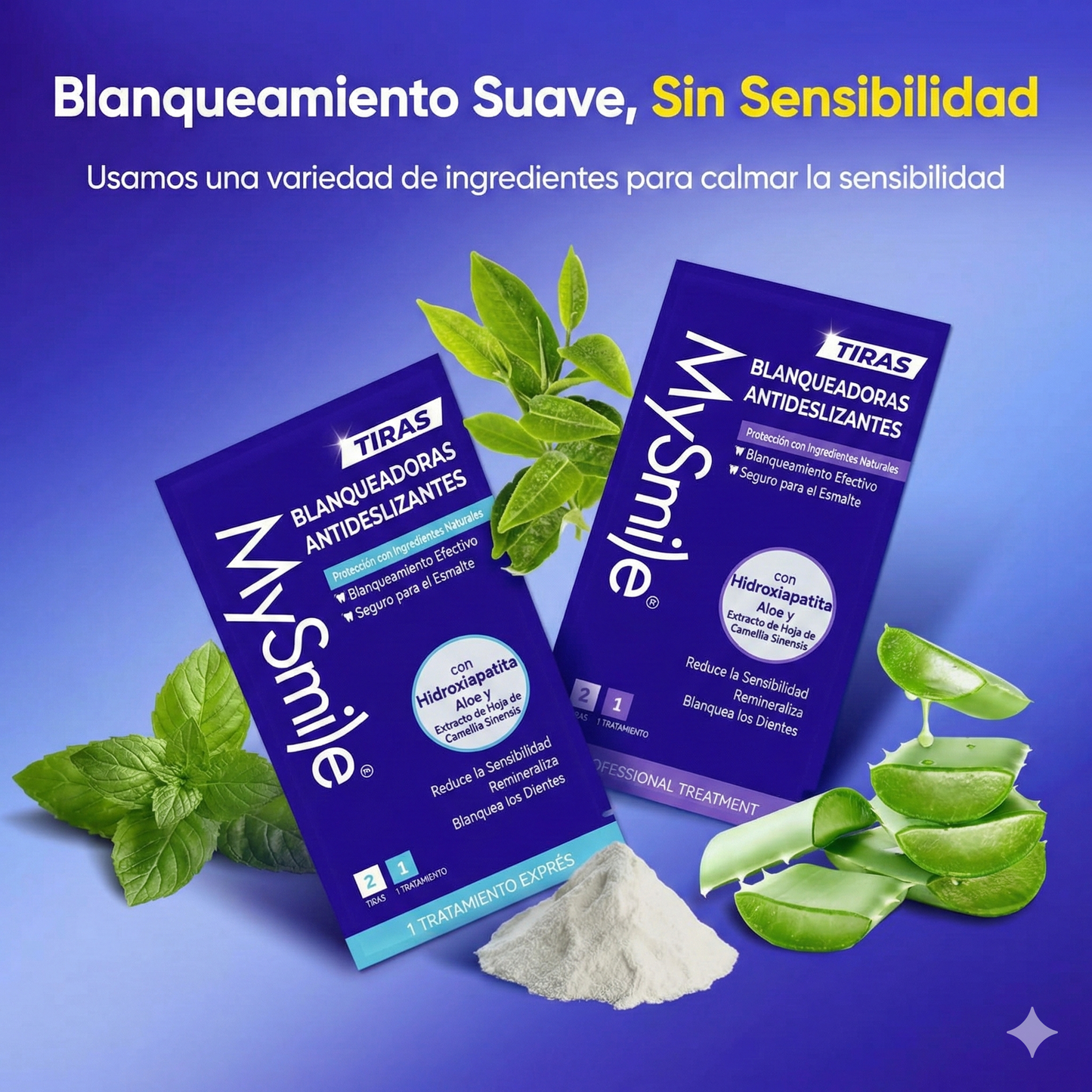 Tiras blanqueadoras de dientes antideslizantes