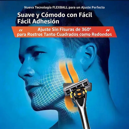 Afeitado Cómodo Kit Maquinilla Cabezal Giratorio Antideslizante