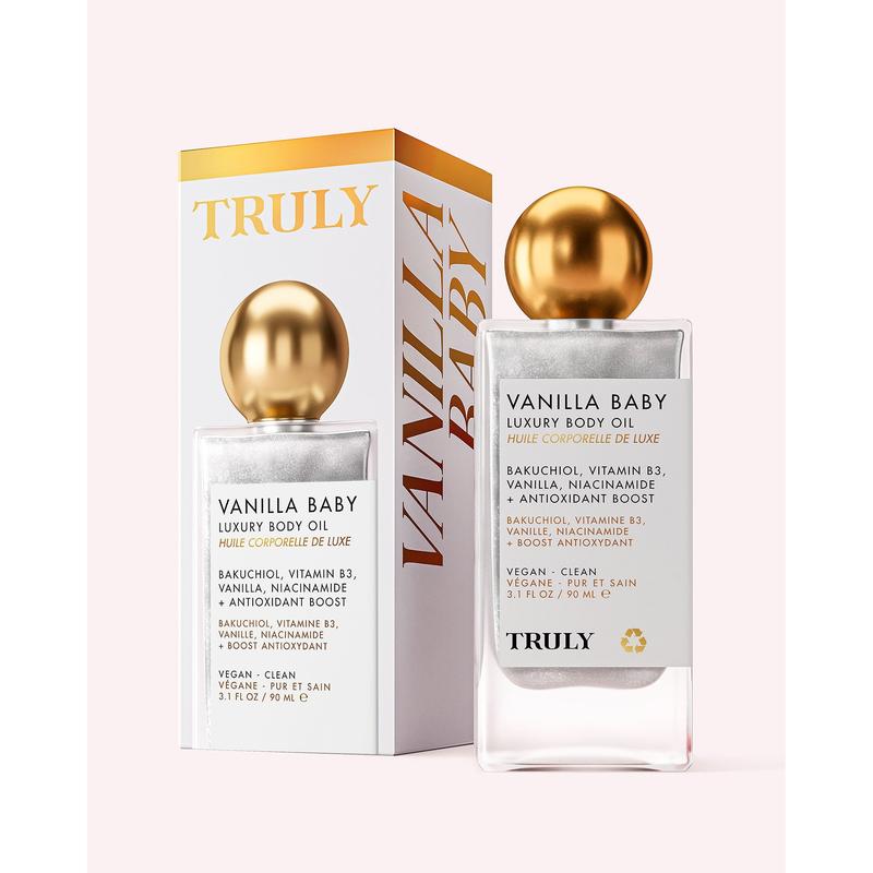 Aceite corporal de lujo Vanilla Baby - Aroma cálido a caramelo de vainilla
