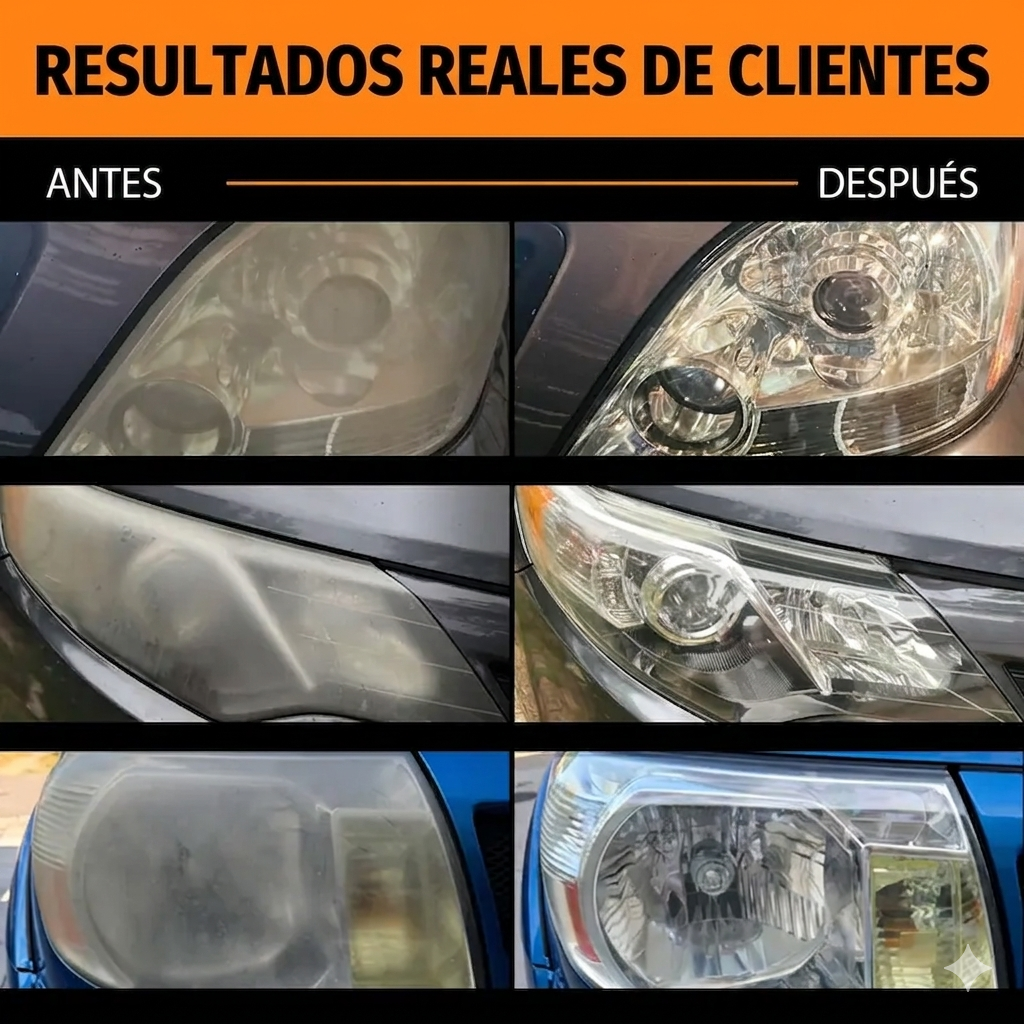 Kit de Restauración de Faros Toretark (Sin Lijado) – Solución de Limpieza (100ml) + Recubrimiento Cristalino (20ml)