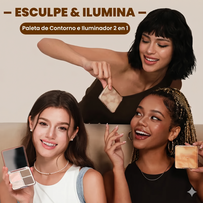 Iluminador y Contorno en Polvo Dúo para Definir Rostro