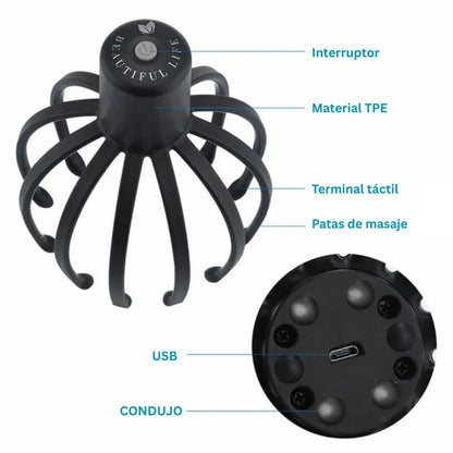 Masajeador de cabeza eléctrico con forma de pulpo