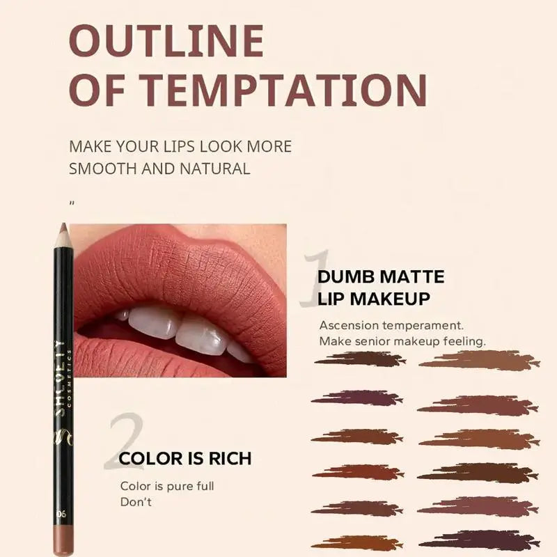12 colores - Set de lápices delineadores de labios mate