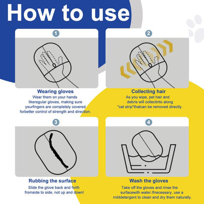 Guantes electrostáticos reutilizables para quitar el pelo de mascotas – Guante de aseo de doble cara para gatos y perros | Guante suave para quitar el pelo suelto de muebles, ropa, coche, alfombras y ropa de cama (sin pilas)