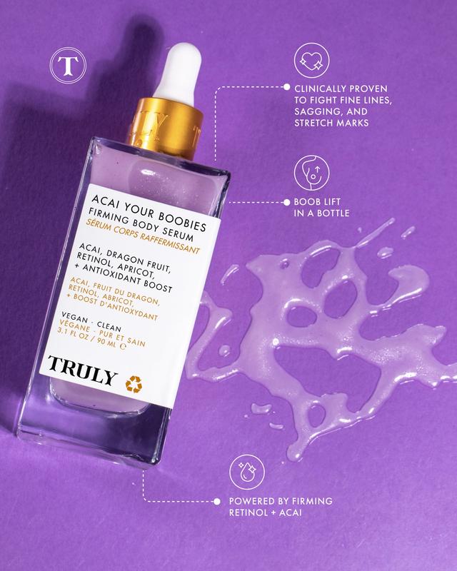 Suero corporal reafirmante de açaí - Aroma tropical de açaí, mango y rosa