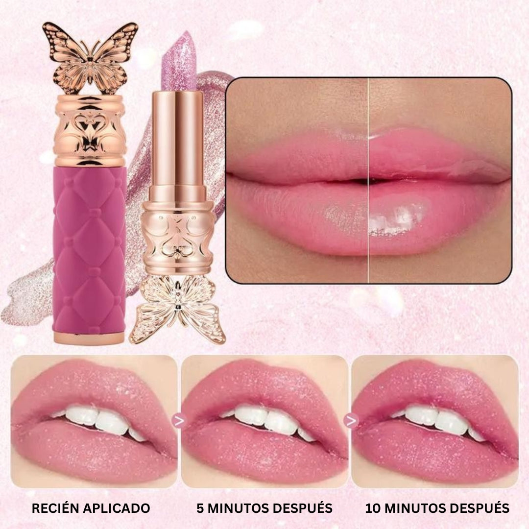 Bálsamo labial con pétalos que cambia de color, de larga duración, hidratante, resistente a la decoloración, sensible a la temperatura, maquillaje hidratante.