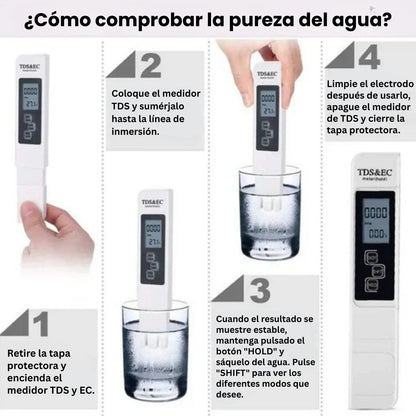 Probador digital de calidad del agua TDS/EC