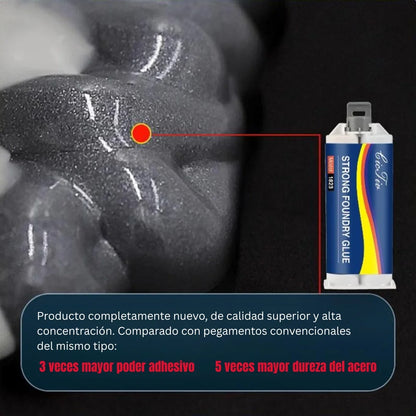 Pegamento para fundición mejorado, pegamento para reparación de metales, pegamento para reparación de fundición, relleno de soldadura de metal líquido resistente a altas temperaturas para defectos de fundición de metal, pegamento AB nuevo semi
