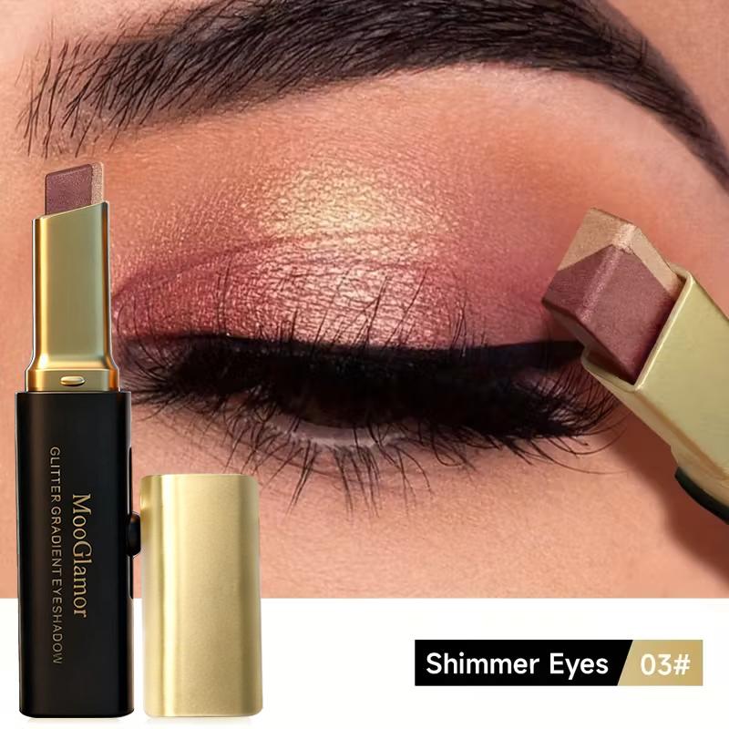 Barra de maquillaje para ojos mate, bicolor, resistente al agua y de larga duración
