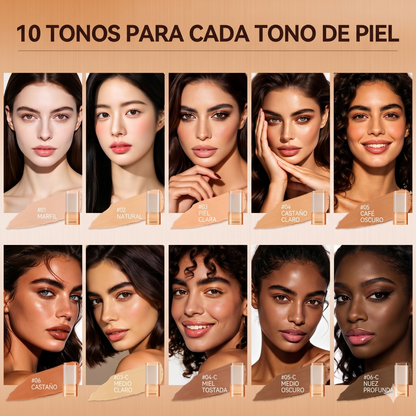 Base de maquillaje en barra de doble extremo - Brocha incorporada