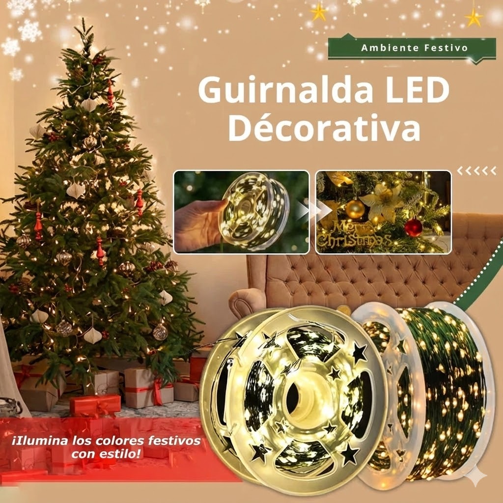 Luces LED decorativas de cadena - Ambiente festivo 🎄