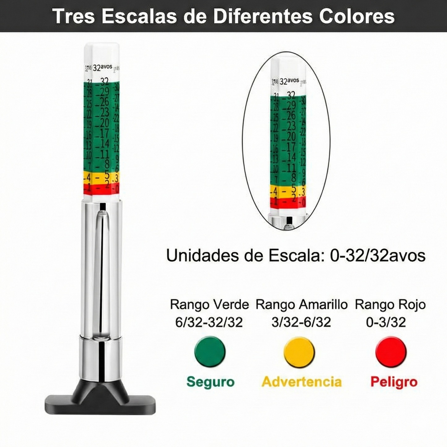Medidor de profundidad de la banda de rodadura de neumáticos de coche (2 unidades)