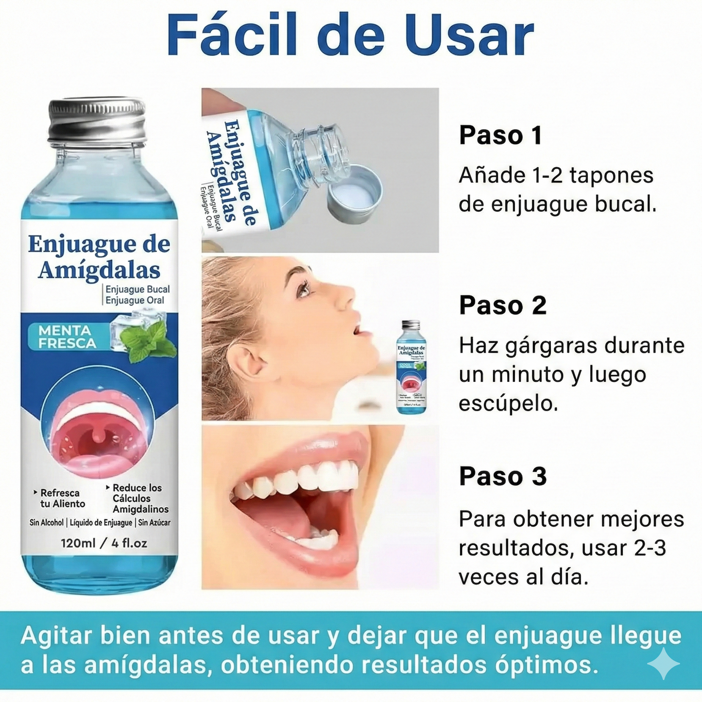 Líquido para eliminar cálculos amigdalinos - 4 fl oz