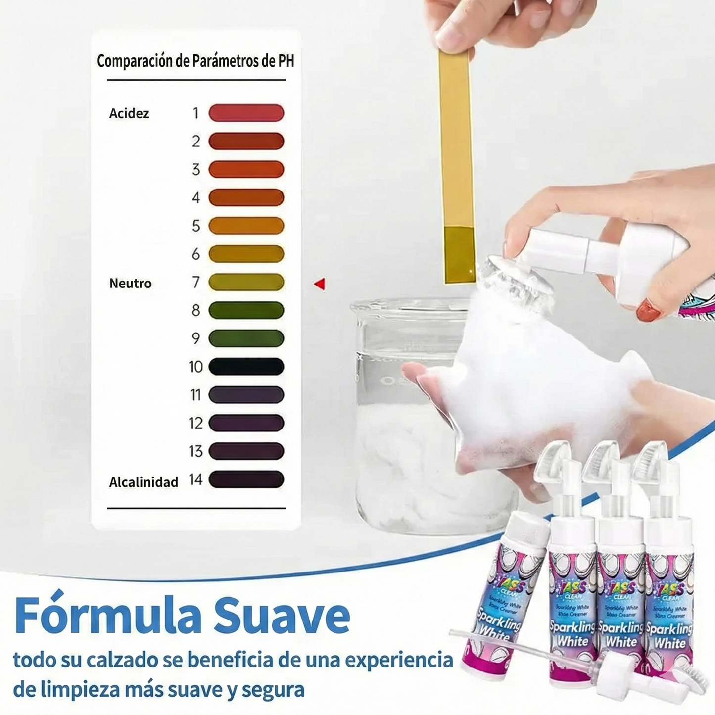 Limpiador de zapatos en espuma blanca