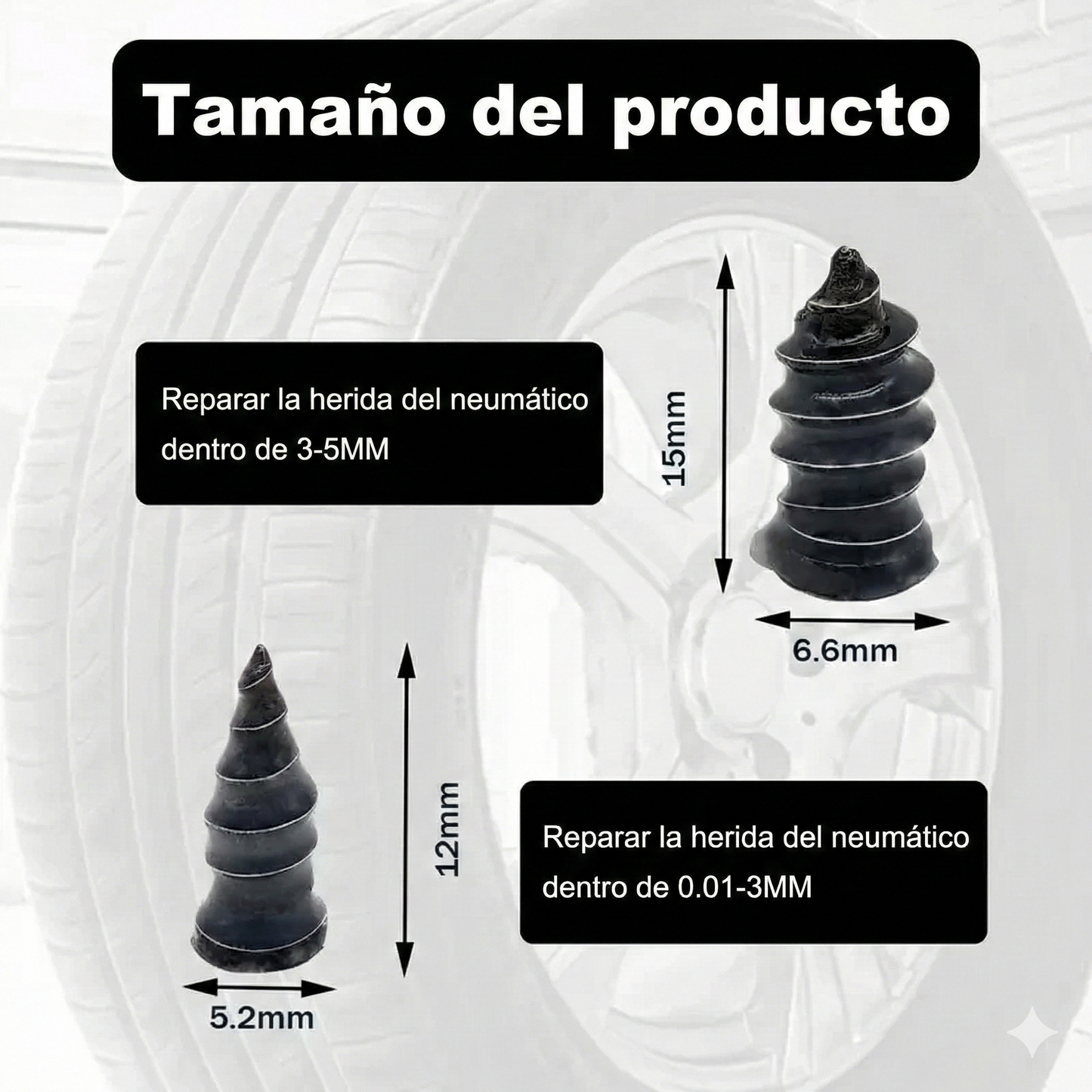 60 unidades - Clavos de goma para reparación de neumáticos