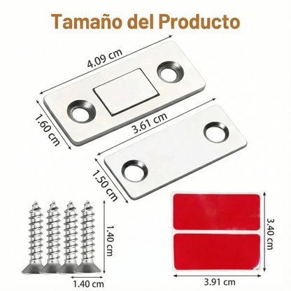 Cierre magnético para gabinete de 16 unidades sin perforar, duradero para uso diario intensivo.