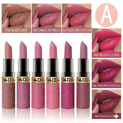 Color Duradero Set de Labiales Mate Hidratantes Suaves 6 Piezas