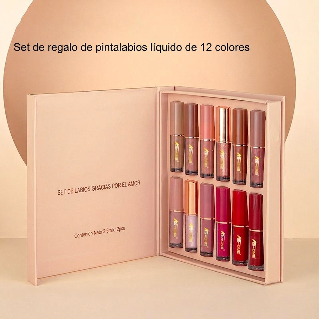 Paquete de 12 - Color Duradero Set de Labiales Líquidos Mate Hidratante