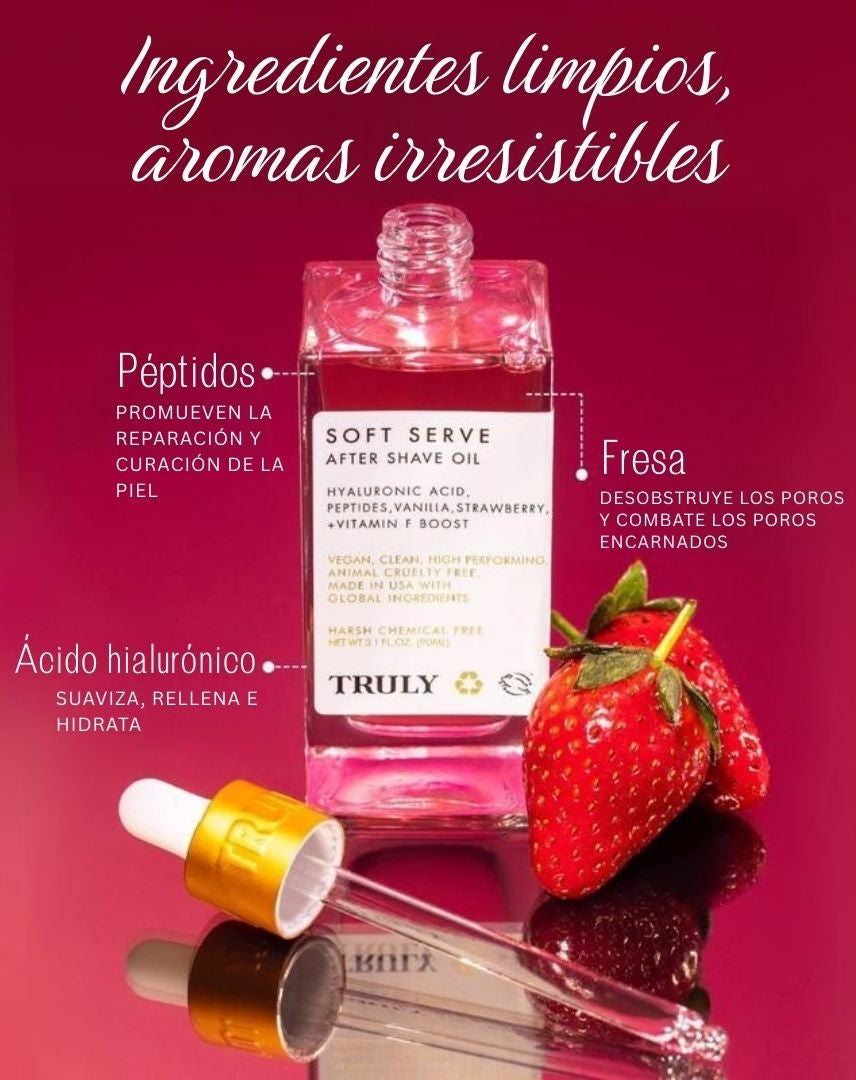 Aceite para después del afeitado de sabor suave - Aroma a fresa y vainilla