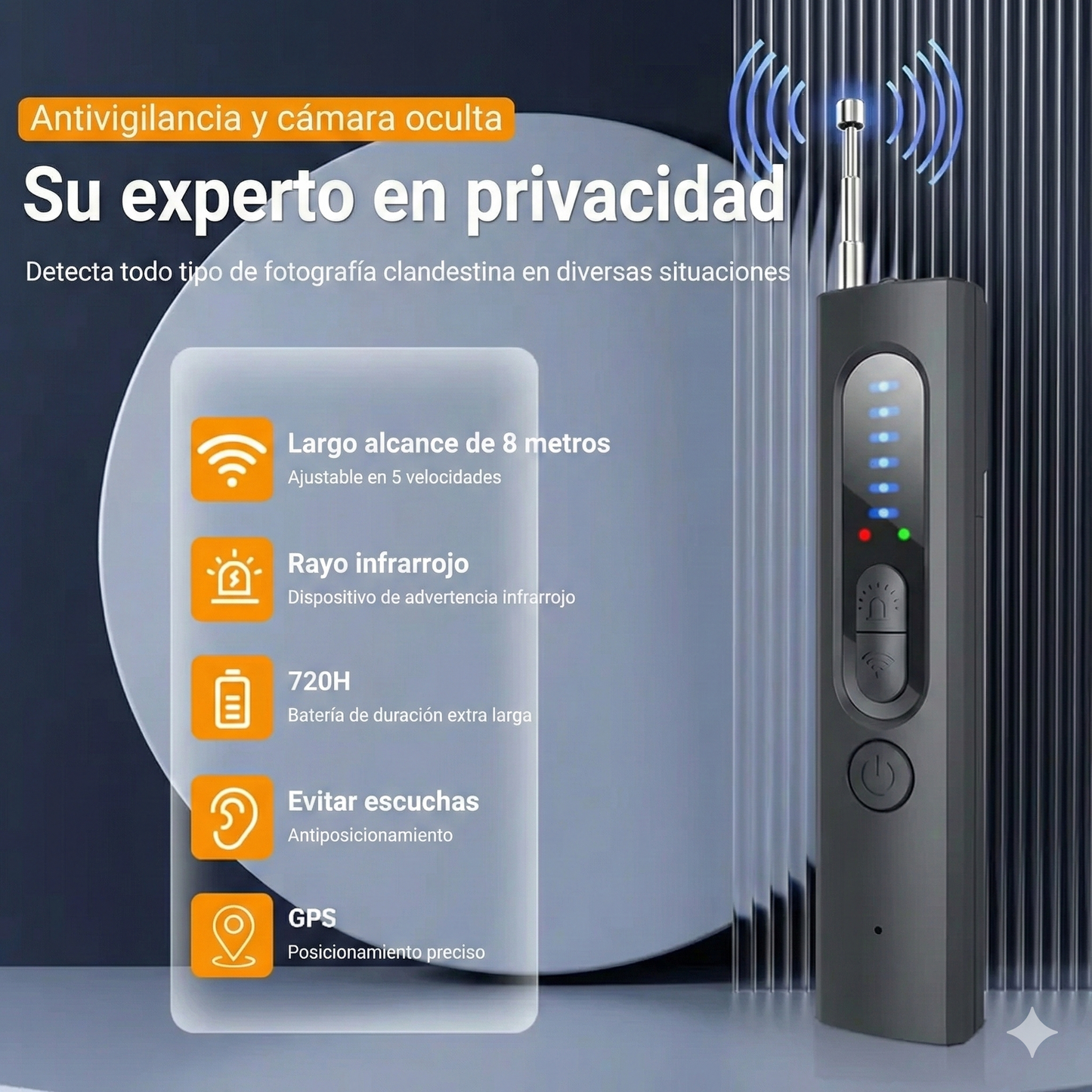 Detector de cámaras ocultas y GPS - Portátil