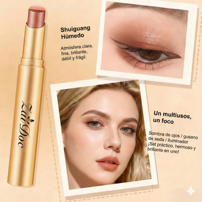 (Paquete de 4 colores) Sombra de ojos en barra 3 en 1 - Brillo de larga duración a prueba de manchas.