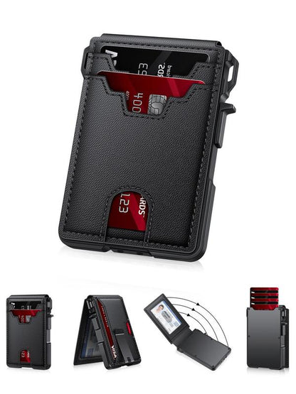 Tarjetero minimalista de estilo empresarial para hombre, con ranuras para tarjetas RFID, cierre magnético y bloqueo RFID, billetera con múltiples ranuras para uso diario.