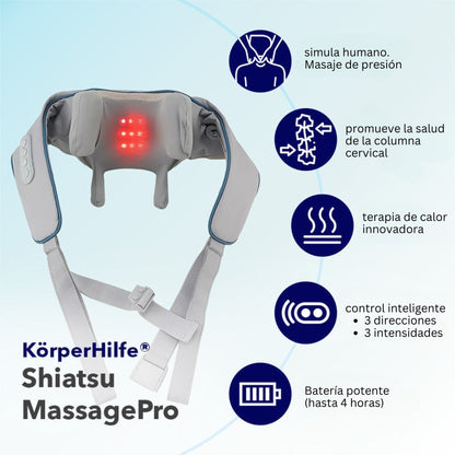 KörperHilfe® Shiatsu Massage Pro - Masajeador térmico inteligente