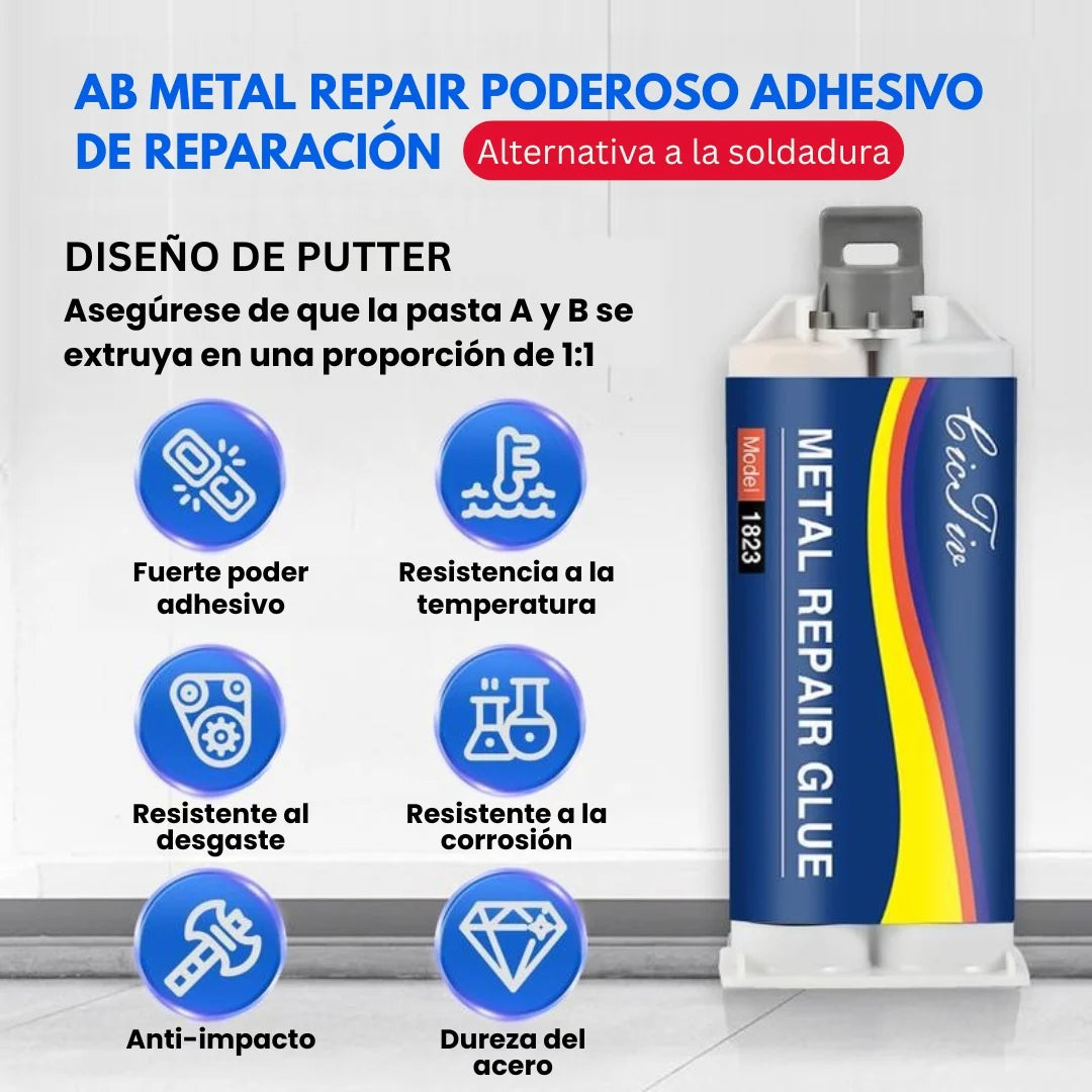 Pegamento para fundición mejorado, pegamento para reparación de metales, pegamento para reparación de fundición, relleno de soldadura de metal líquido resistente a altas temperaturas para defectos de fundición de metal, pegamento AB nuevo semi