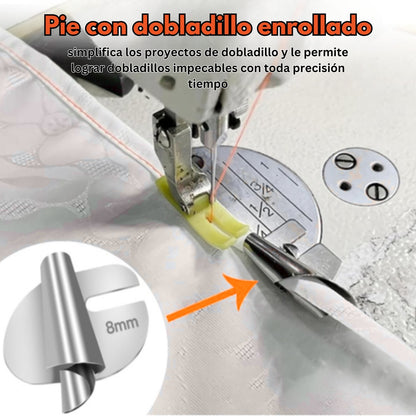 Prensatelas para dobladillo enrollado 8 piezas