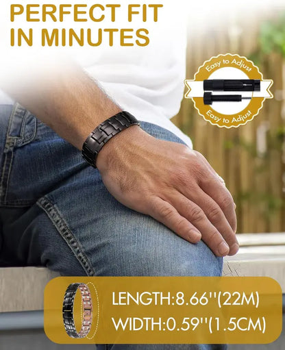Pulsera de cobre Feraco para hombre: pulseras magnéticas de cobre puro al 99,99 %. Regalo con herramienta de ajuste de tamaño. Joyería magnética, durabilidad para exteriores.