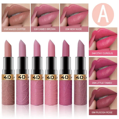Color Duradero Set de Labiales Mate Hidratantes Suaves 6 Piezas