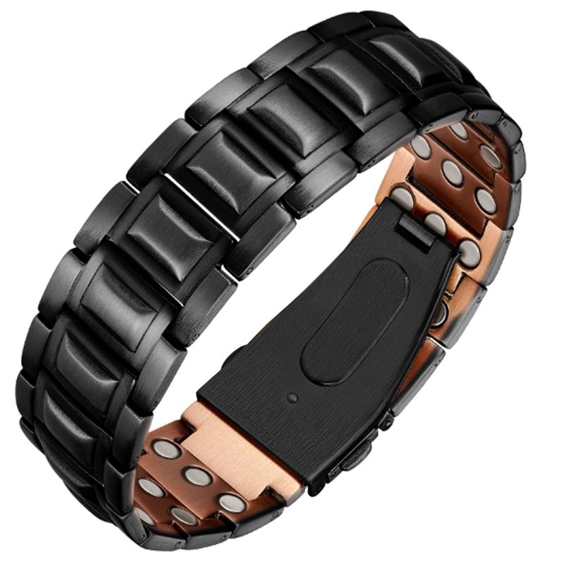 Pulsera de cobre Jecanori para hombre, brazalete único con cierre plegable, herramienta de ajuste y caja de regalo.