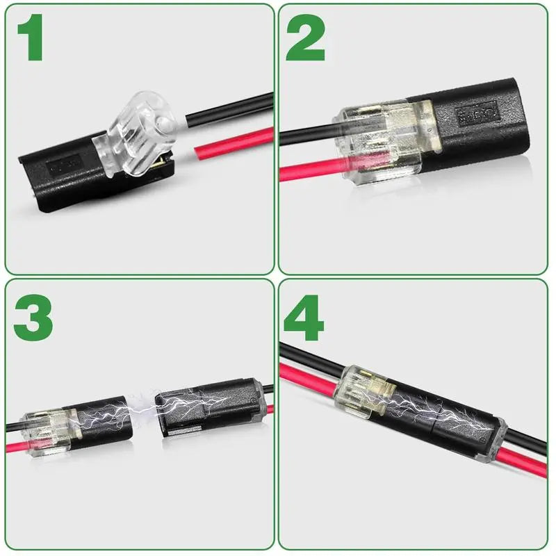 Conector de doble cable para tiras LED de 2 pines, conector de cable de bajo voltaje con hebilla de bloqueo, conectores LED de conexión rápida para tiras LED-YY