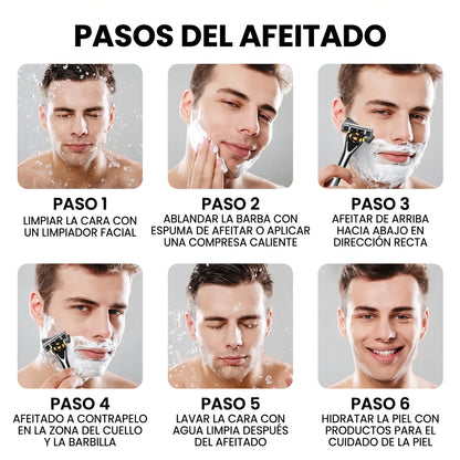 Afeitado Cómodo Kit Maquinilla Cabezal Giratorio Antideslizante
