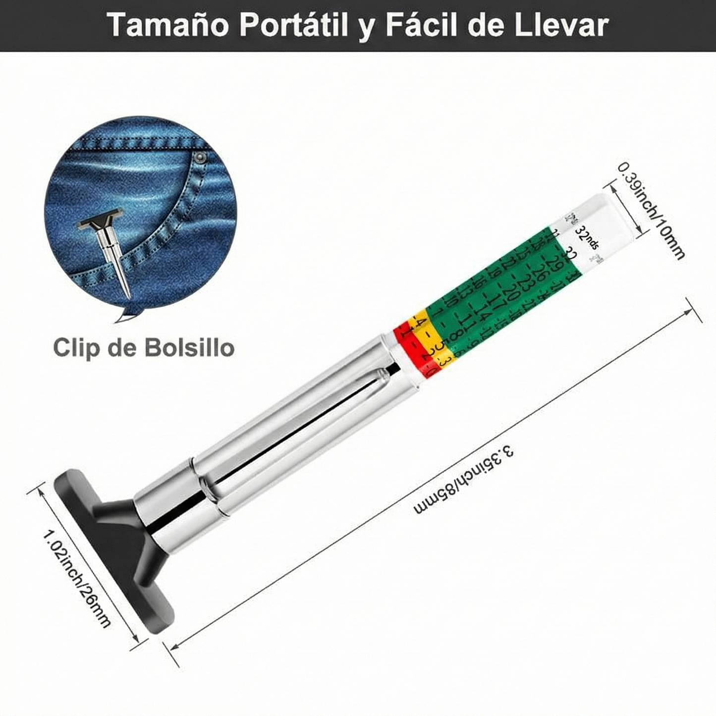 Medidor de profundidad de la banda de rodadura de neumáticos de coche (2 unidades)