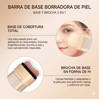 Base de maquillaje en barra de doble extremo - Brocha incorporada