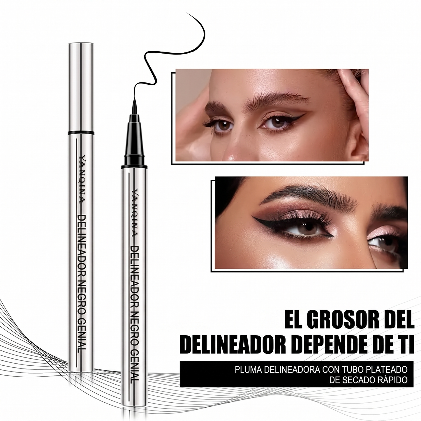 Color Negro – Delineador de Ojos de Larga Duración YANQINA – Waterproof, Vegano y de Aplicación Suave (24h)