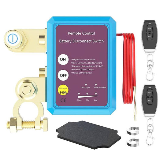 interruptores de corte de batería para coche, 12V 240A, desconexión remota de batería, interruptor antirrobo de corte/apagado automático para automóviles, camiones, embarcaciones, caravanas, quads y barcos.