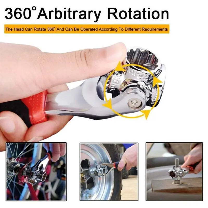 Juego de llaves combinadas, llave universal con cabezal giratorio multifunción de 360 grados, herramienta de llave de vaso 52 en 1, herramienta de llave inglesa para reparaciones domésticas y de automóviles.