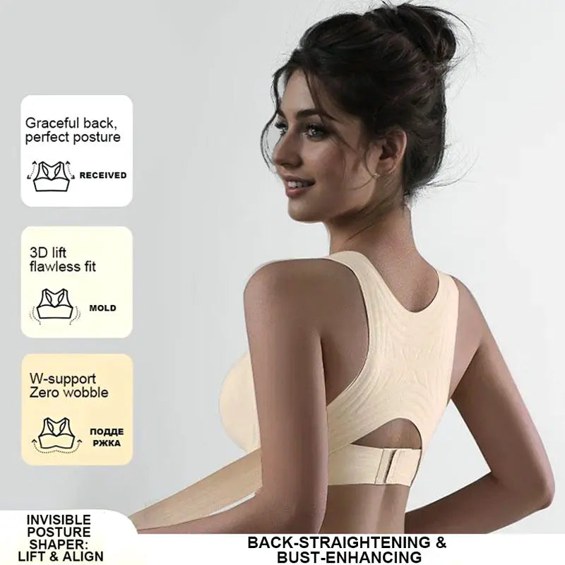Sujetador corrector de postura 2 en 1: faja moldeadora de soporte para aliviar el dolor de espalda y brindar soporte a los hombros. Ropa interior femenina sin costuras, con soporte ajustable para espalda y hombros.