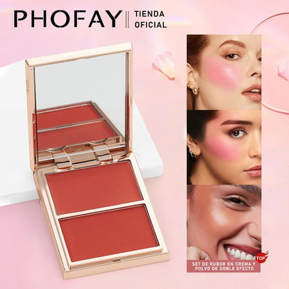 Coloración de Alta Intensidad Colorete Doble Efecto Crema y Polvo